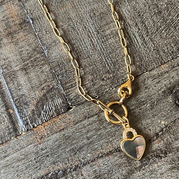 NEW FP x Luna Norte Mother Of Pearl Heart Toggle Necklace - Picture 6 of 8